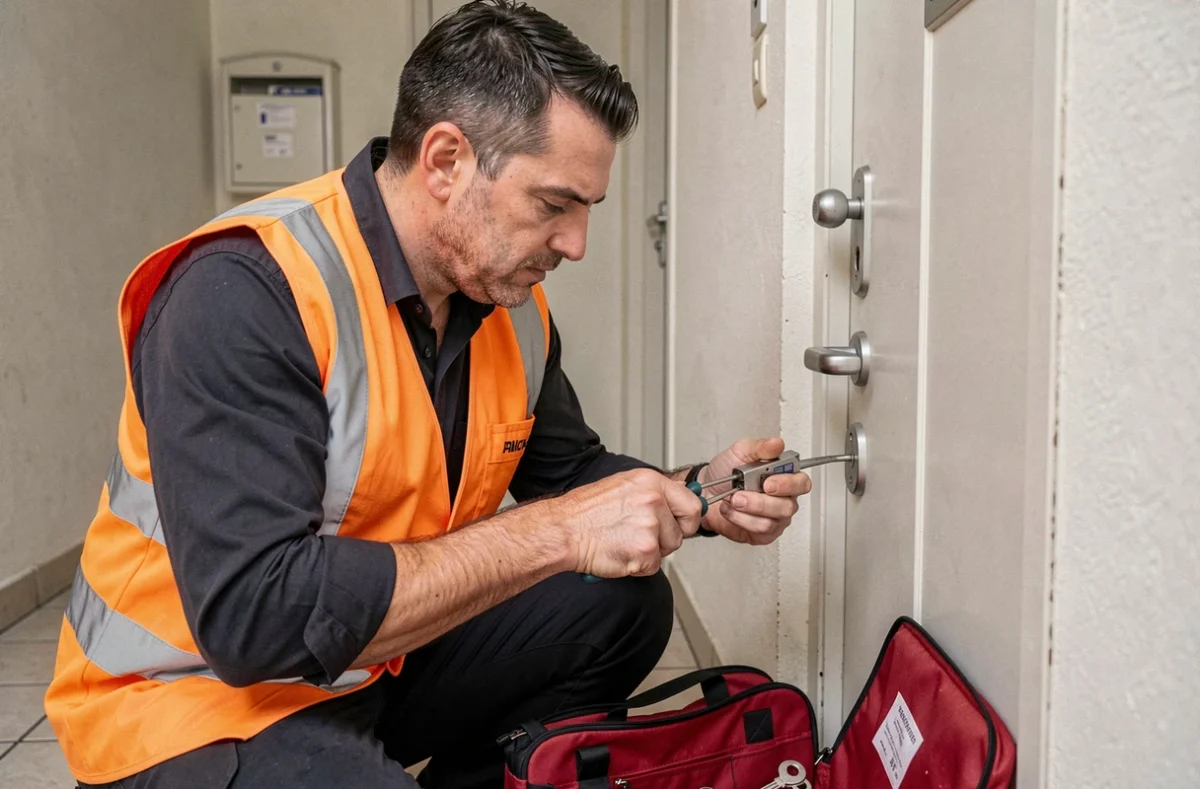 Serrurier ADR en intervention rapide pour dépannage de serrure dans un couloir d'immeuble