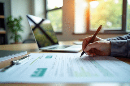 Espace de travail moderne avec ordinateur et documents