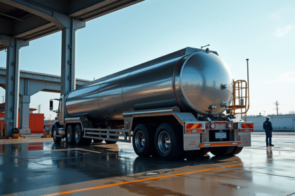 Camion citerne station de chargement industrielle en plein jour