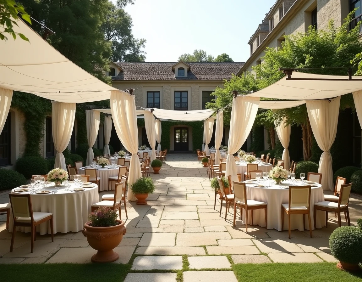 Le Domaine du Gem, domaine événementiel avec manoir en pierre et cour de réception de mariage en plein air