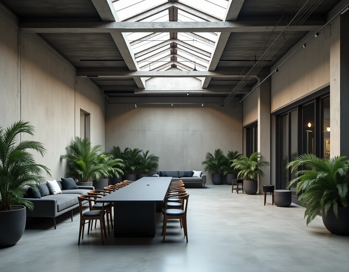 Espace événementiel Factory 58 avec style loft industriel, murs en béton et décoration moderne épurée