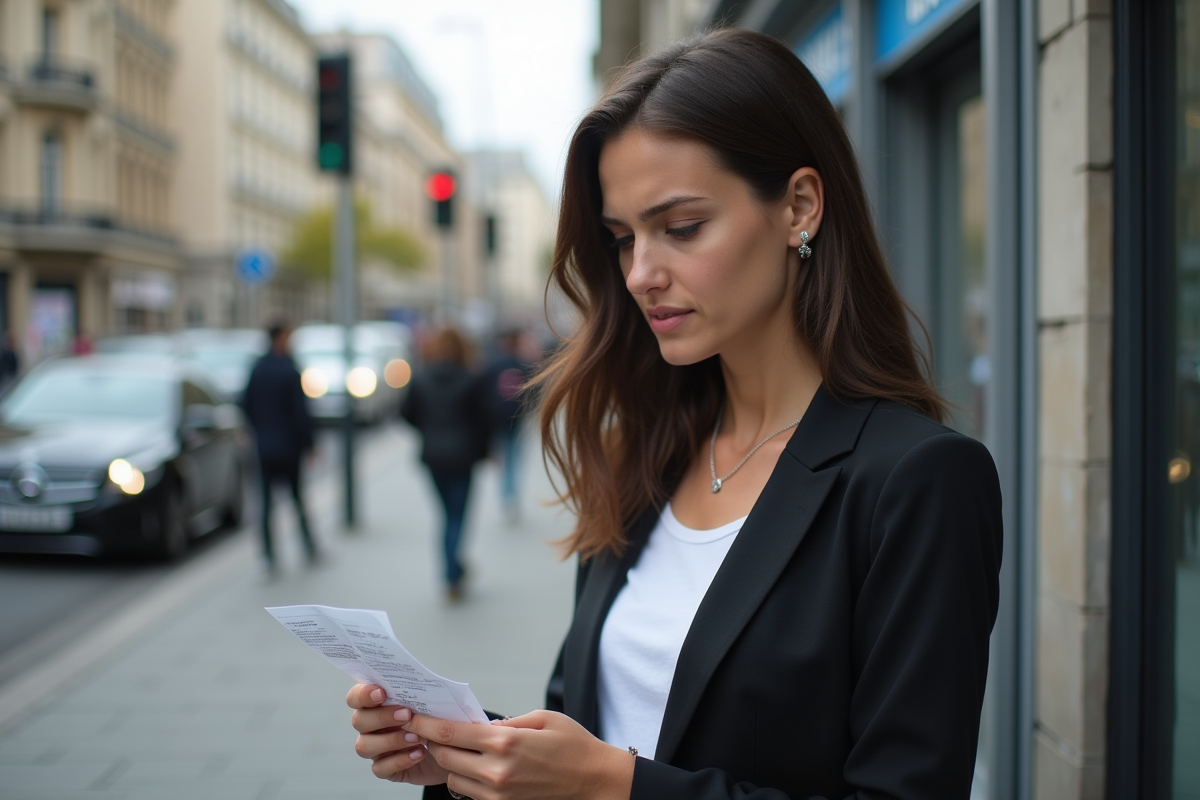 Jeune femme française utilisant un distributeur automatique