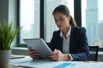 Femme professionnelle analysant des graphiques financiers
