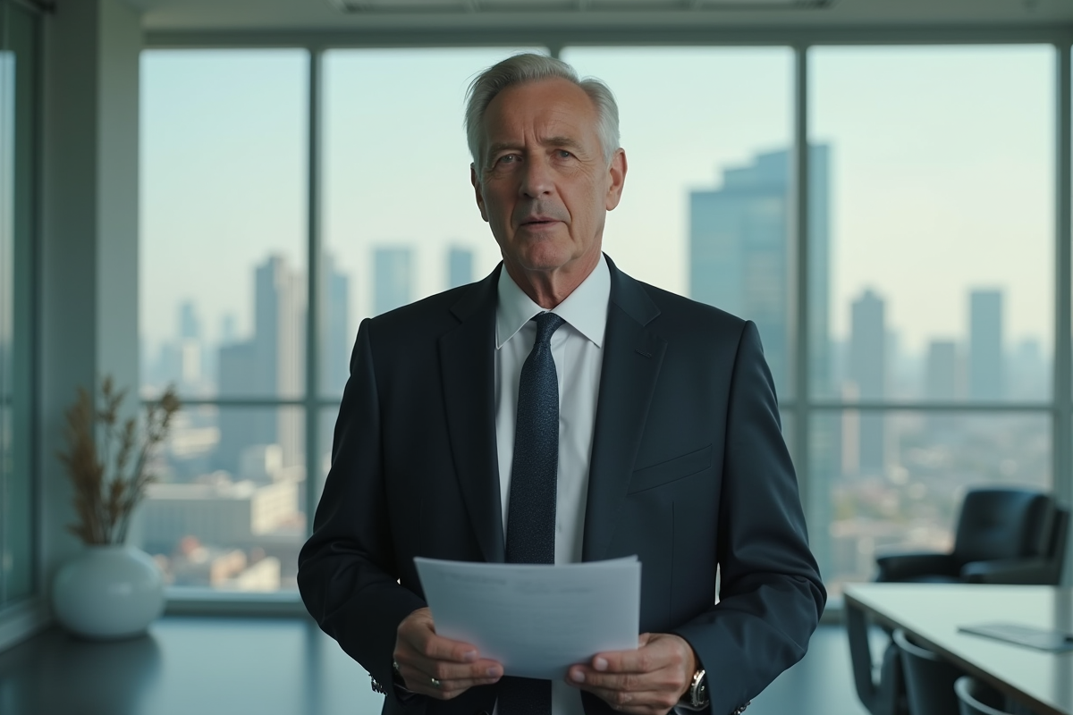 Homme d affaires en costume dans un bureau moderne