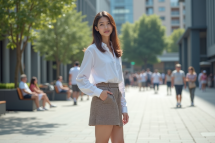 Jeune adulte nonbinaire en ville dynamique et inclusive