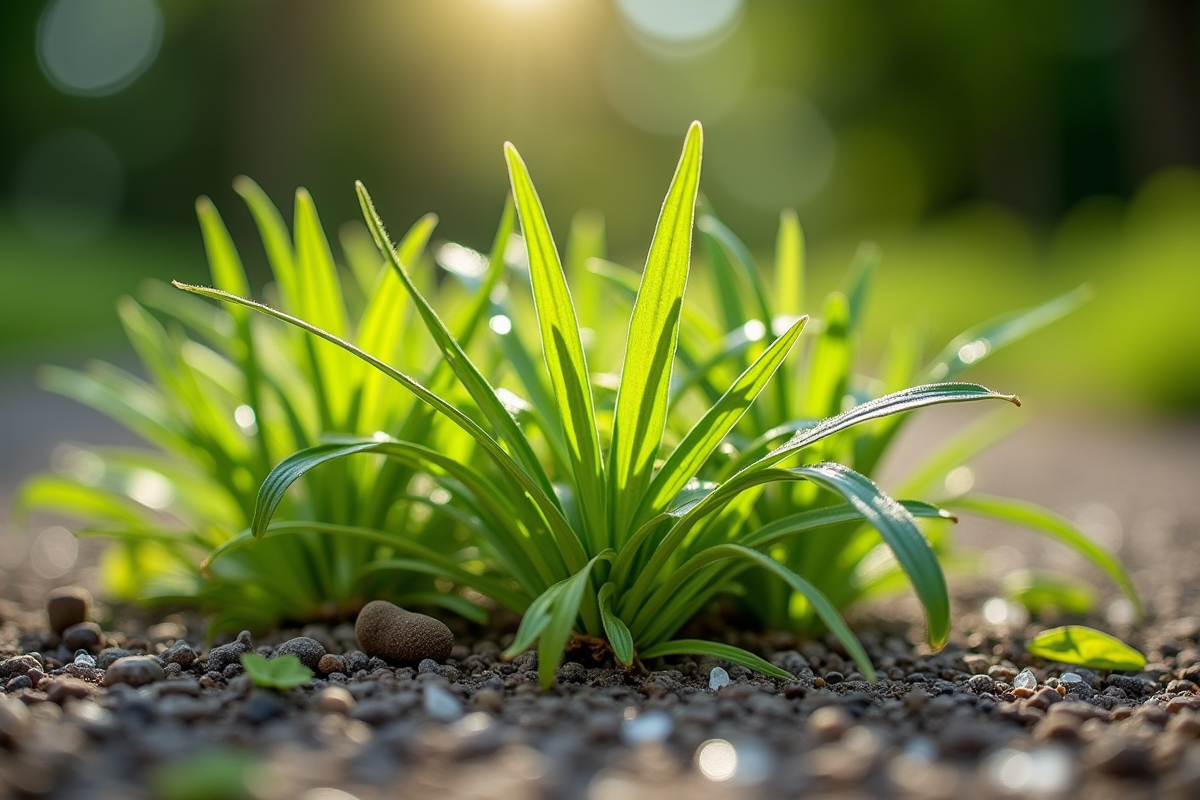 Gros plan de mauvaises herbes avec sel et vinaigre sur les feuilles