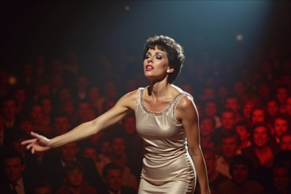 Mireille Mathieu en performance sur scène dans les années 70