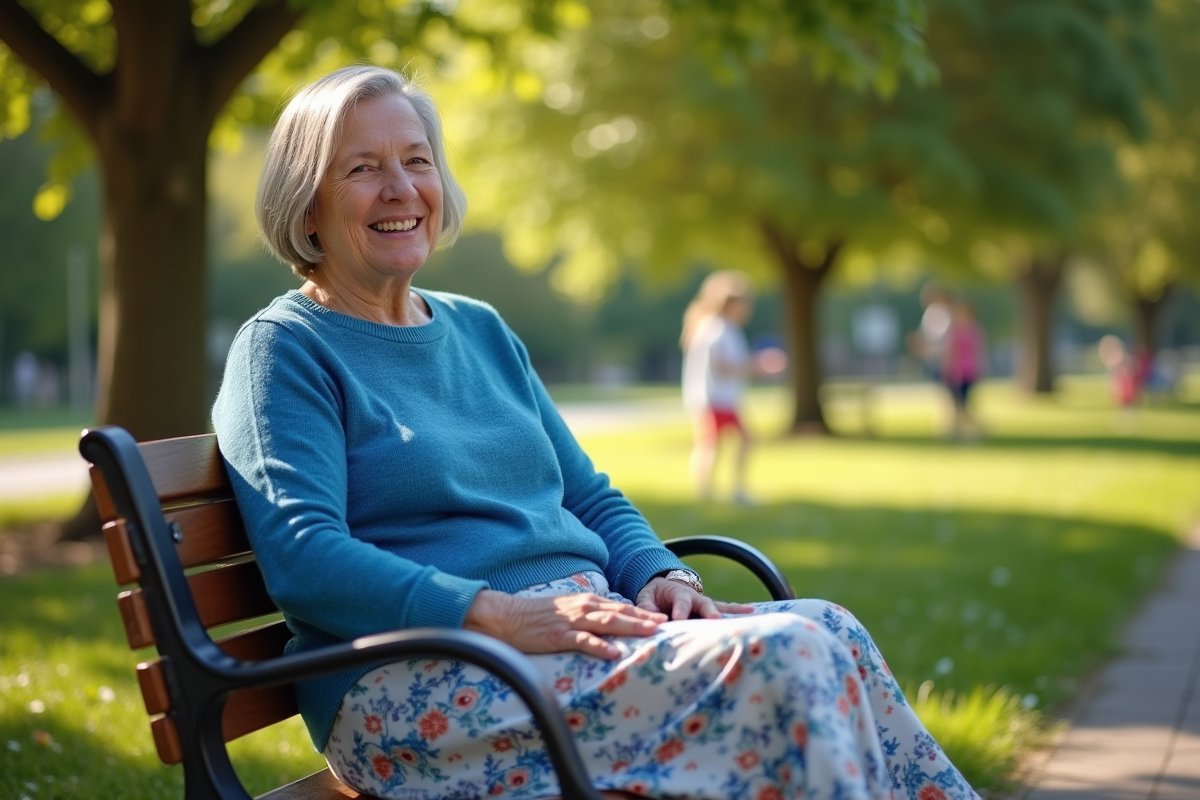 Personne nonbinaire assise dans un parc ensoleille